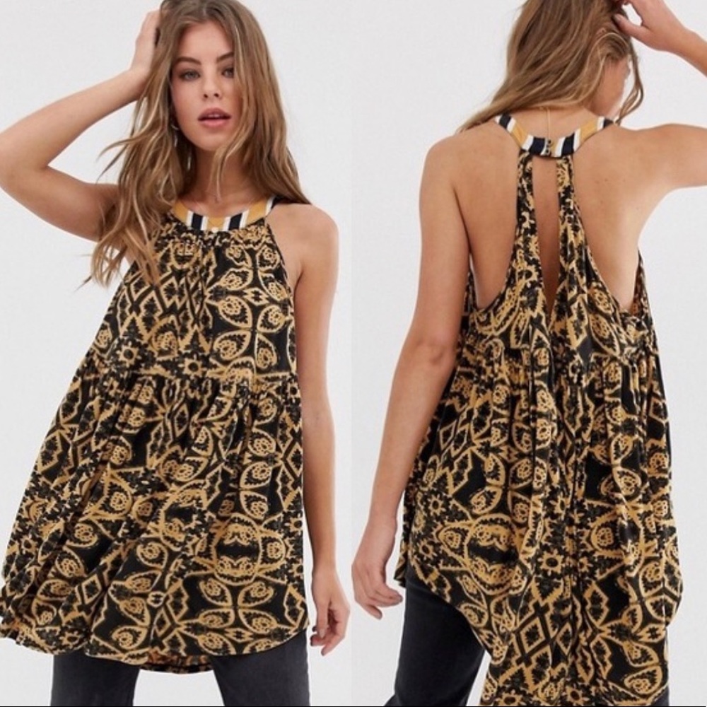 FREE PEOPLE Mimi Printed Tunic/Halter Dress